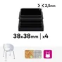 Lot de 4 embouts plastique STANDERS noir 40x40mm