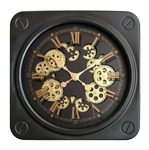 Horloge mécanisme carré EMDE noir l.45 x H.45 cm