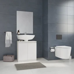 Meuble sous-lavabo l.61 x H.64 x P.35 cm, blanc, Nerea