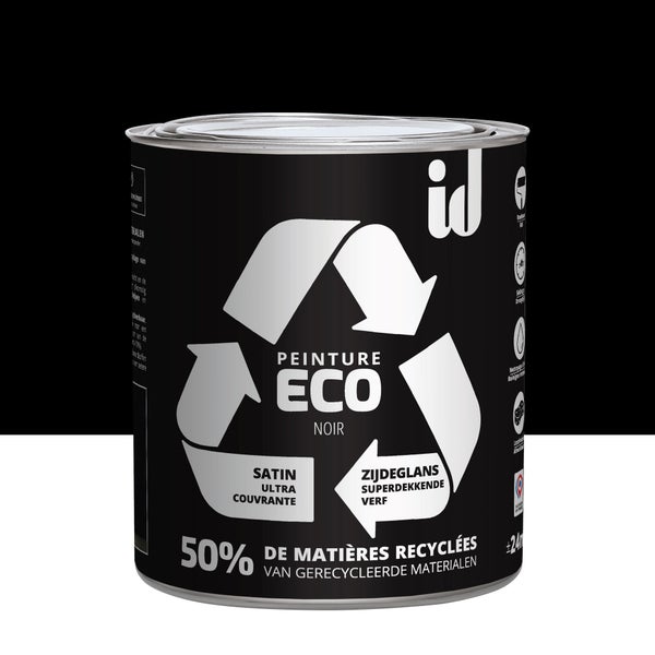 Peinture noir mur / plafond ID Eco satiné 2 l