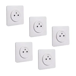 Lot de 5 prises avec terre, complet, LEXMAN Lumia, blanc
