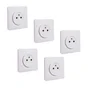 Lot de 5 prises avec terre, complet, LEXMAN Lumia, blanc