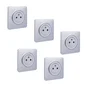 Lot de 5 prises avec terre, complet Lumia, LEXMAN, silver