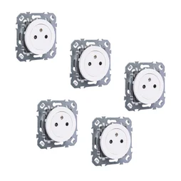 Lot de 5 prises avec terre, à assembler Lumia, LEXMAN, blanc