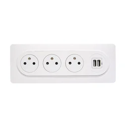 Bloc 3 prises affleurantes et 2 usb, complet Lumia, LEXMAN, blanc