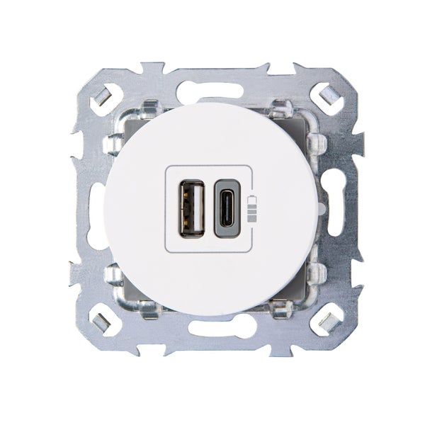 Prise chargeur usb A+C, à assembler Lumia, LEXMAN, blanc