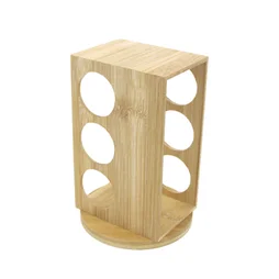 Carrousel de rangement bambou pour 6 pots à épices type Ducros