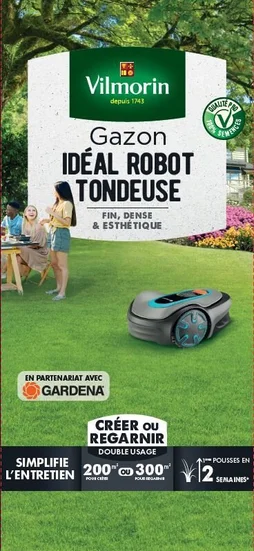 Gazon idéal pour robot tondeuse, VILMORIN, 5 kg 200 m² ou 300 m²