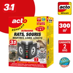 Répulsif ultrasons pour rongeurs, 300 m ², ACTO