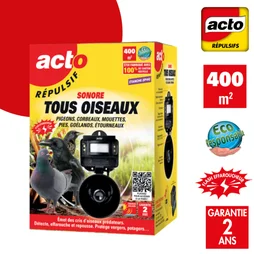 Répulsif sonore à détection pour tous types oiseaux, solaire
