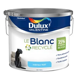 Peinture mur / plafond / boiserie DULUX VALENTINE blanc recycLe mat, 10 L