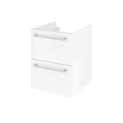 Meuble sous-vasque 2 tiroirs, REMIX, l.45 x H.57.7 x P.46 cm, blanc brillant