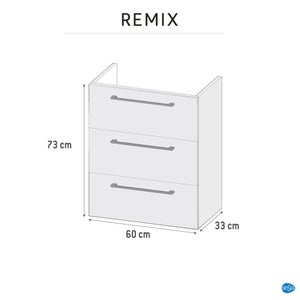 Meuble de salle de bains, Remix l.60 x H.73 x P.33 cm, chene, Remix