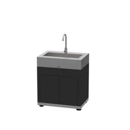 Cuisine d'extérieur Meuble avec évier intégré - duo, noir et inox