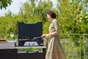 Cuisine d'extérieur Meuble cuisson avec tablette - duo, noir et inox