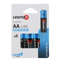 Lot de 8 piles alcaline Power+ LR6 AA, LEXMAN, 1.5 v