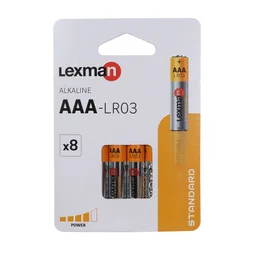 Lot de 8 piles alcaline lr03 aaa, 1.5 V, LEXMAN