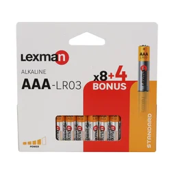 Lot de 8+4 piles alcaline lr03 aaa 1.5 v, LEXMAN