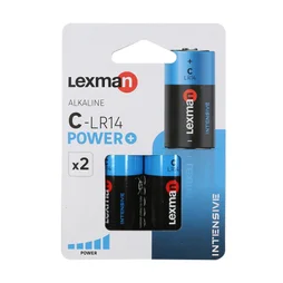 Lot de 2 piles alcaline power+ lr14 c, LEXMAN