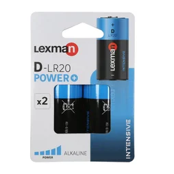 Lot de 2 piles alcaline power+ lr20 d 1.5 v, LEXMAN