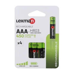 Lot de 4 piles rechargeables HR3, LEXMAN
