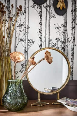 Miroir rond Pied de canard doré diam.25 cm EMDE
