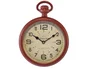Horloge en métal ronde, l.22 x 28 cm, rouge