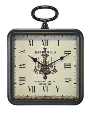 Horloge carrée en métal, l.20 x H.26 cm, noir