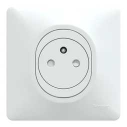 Prise avec terre affleurante complet Ovalis, SCHNEIDER ELECTRIC, blanc