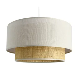 Suspension Rafty, polyester, beige, Diam.38 cm, E27