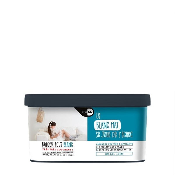 Peinture blanc mur / plafond / boiserie relook tout MAISON DECO mat 2.5 L
