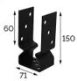 Sabot de charpente universel acier zingue noir Magnodur 71x150x60, SUKI
