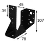 Sabot de charpente universel acier zingue noir Magnodur 45x107x78x35, SUKI
