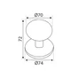 Bouton de porte de tirage, LINEA BERTOMANI, diam.70 mm, inox