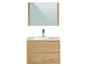 Meuble simple vasque, 2 tiroirs, Madison, imitation chêne naturel, l.80 x H.58 x P.47 cm