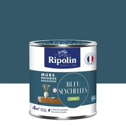 Peinture bleu seychelles mur, boiserie, radiateur RIPOLIN satine 0.5 l