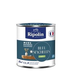Peinture bleu seychelles mur, boiserie, radiateur RIPOLIN satine 0.5 l