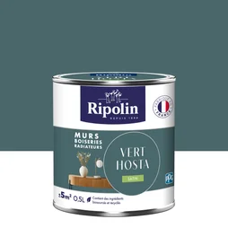 Peinture vert hosta mur, boiserie, radiateur RIPOLIN satine 0.5 l