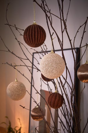 Boule Noel mousse d10cm perle paillettes -unite