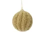 Boule Noel mousse d8cm or clair relief strie paillette -unite