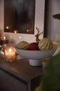 Boule Noel mousse d8cm or clair relief strie paillette -unite