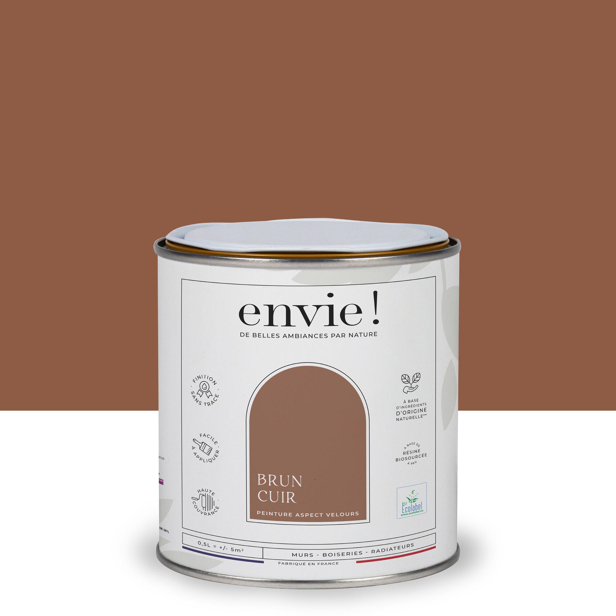 Peinture mur, boiserie brun cuir velours ENVIE Biosourcée 0.5L