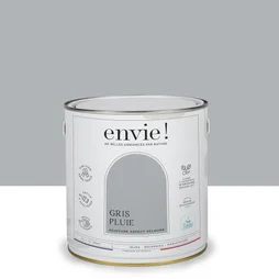 Peinture aspect velours murs, boiseries et radiateurs, biosourcée, ENVIE, gris pluie, 2 litres
