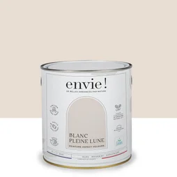 Peinture aspect velours murs, boiseries et radiateurs, biosourcée, ENVIE, blanc pleine lune, 2 litres
