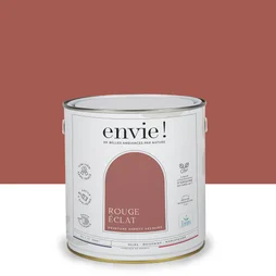 Peinture aspect velours murs, boiseries et radiateurs, biosourcée, ENVIE, rouge éclat, 2 litres