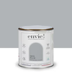 Peinture aspect velours murs, boiseries et radiateurs, biosourcée, ENVIE, gris pluie, 0.5 litre