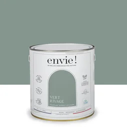 Peinture aspect velours murs, boiseries et radiateurs, biosourcée, ENVIE, vert rivage, 2 litres