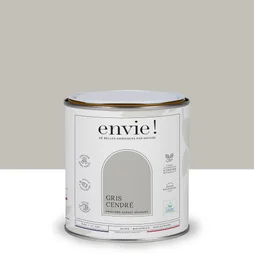 Peinture aspect velours murs, boiseries et radiateurs, biosourcée, ENVIE, gris cendré , 0.5 litre
