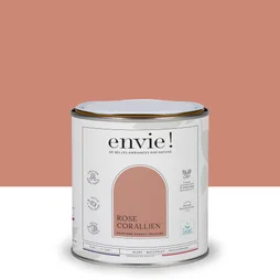 Peinture aspect velours murs, boiseries et radiateurs, biosourcée, ENVIE, rose corallien, 0.5 litre