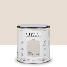 Peinture aspect velours murs, boiseries et radiateurs, biosourcée, ENVIE, blanc pleine lune, 0.5 litre